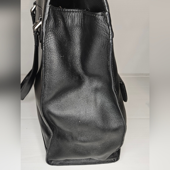 Coach Charlie Black Leather Front Pocket Large Tote